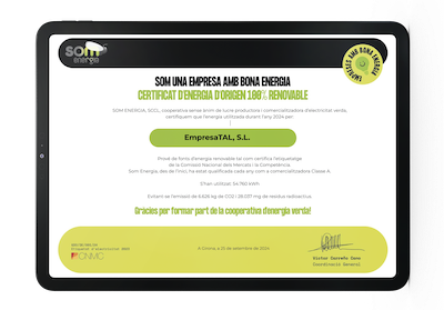 Certificat d'energia d'origen de Som Energia