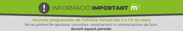 Oficina Virutal Tancada per manteniment